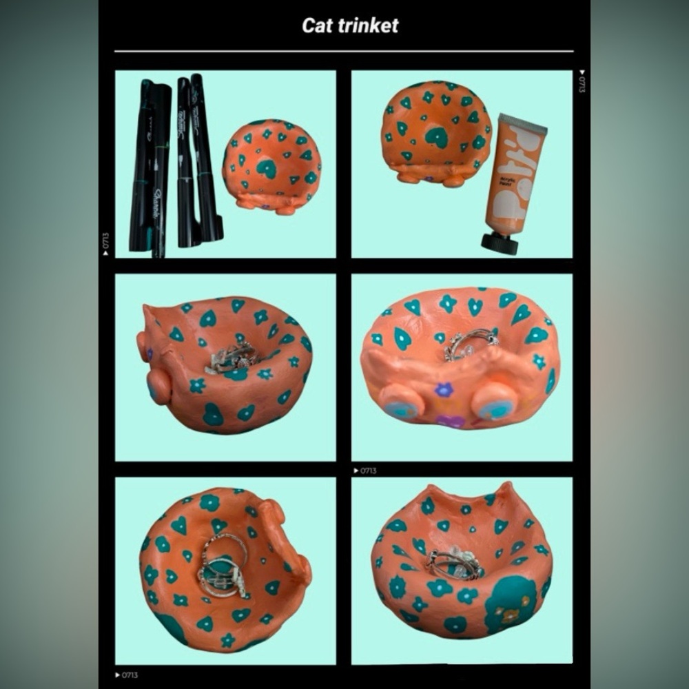 🐱Handmade Clay Cat trinket dish🐱 💌 original art 💌